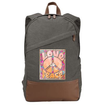 Retro Vintage 1960s Sixties Love And Peace Poster Cotton Canvas Backpack