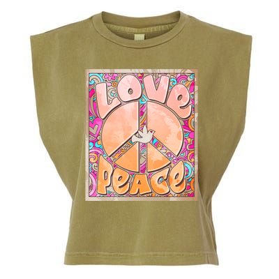 Retro Vintage 1960s Sixties Love And Peace Poster Garment-Dyed Women's Muscle Tee