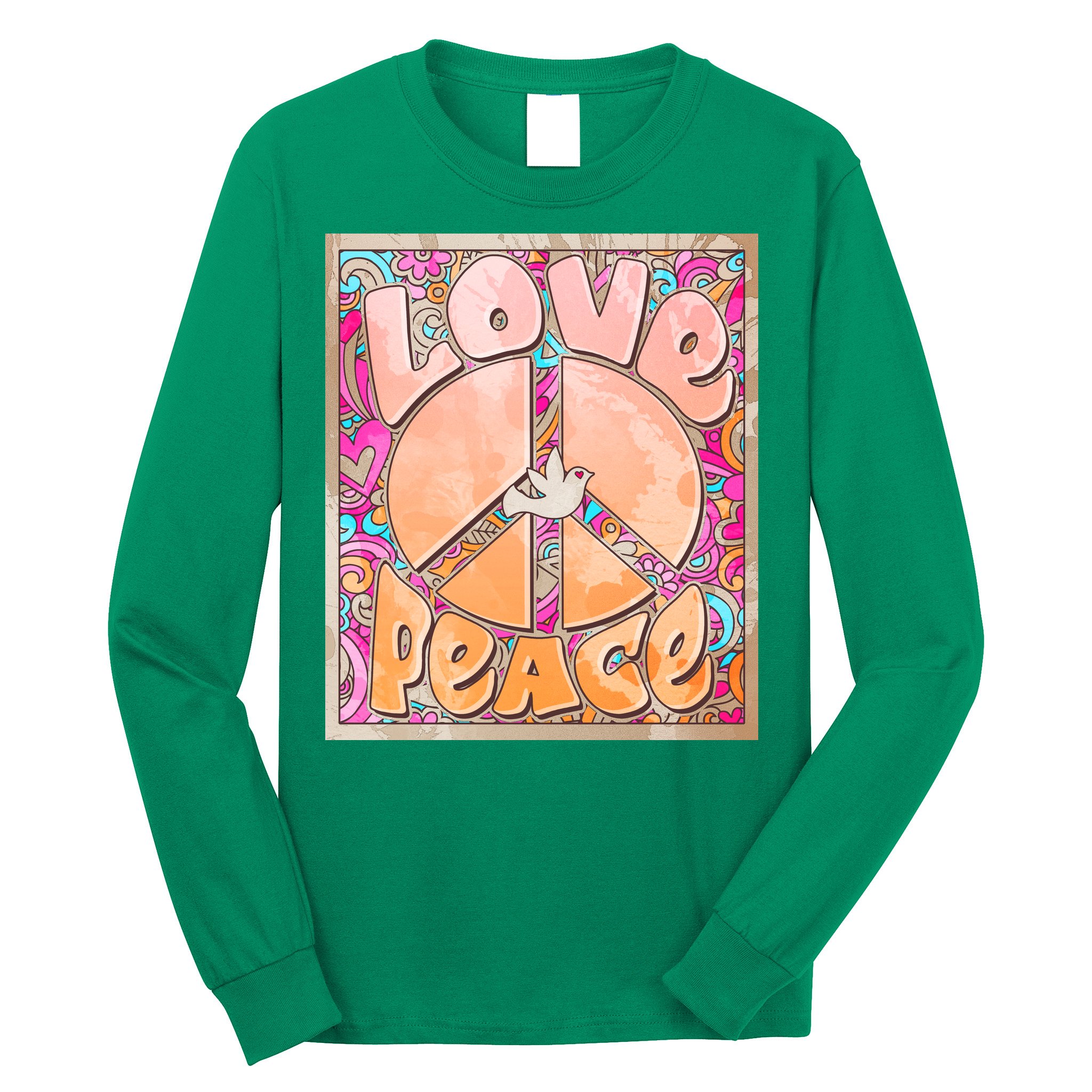 Retro Vintage 1960s Sixties Love And Peace Poster Long Sleeve Shirt