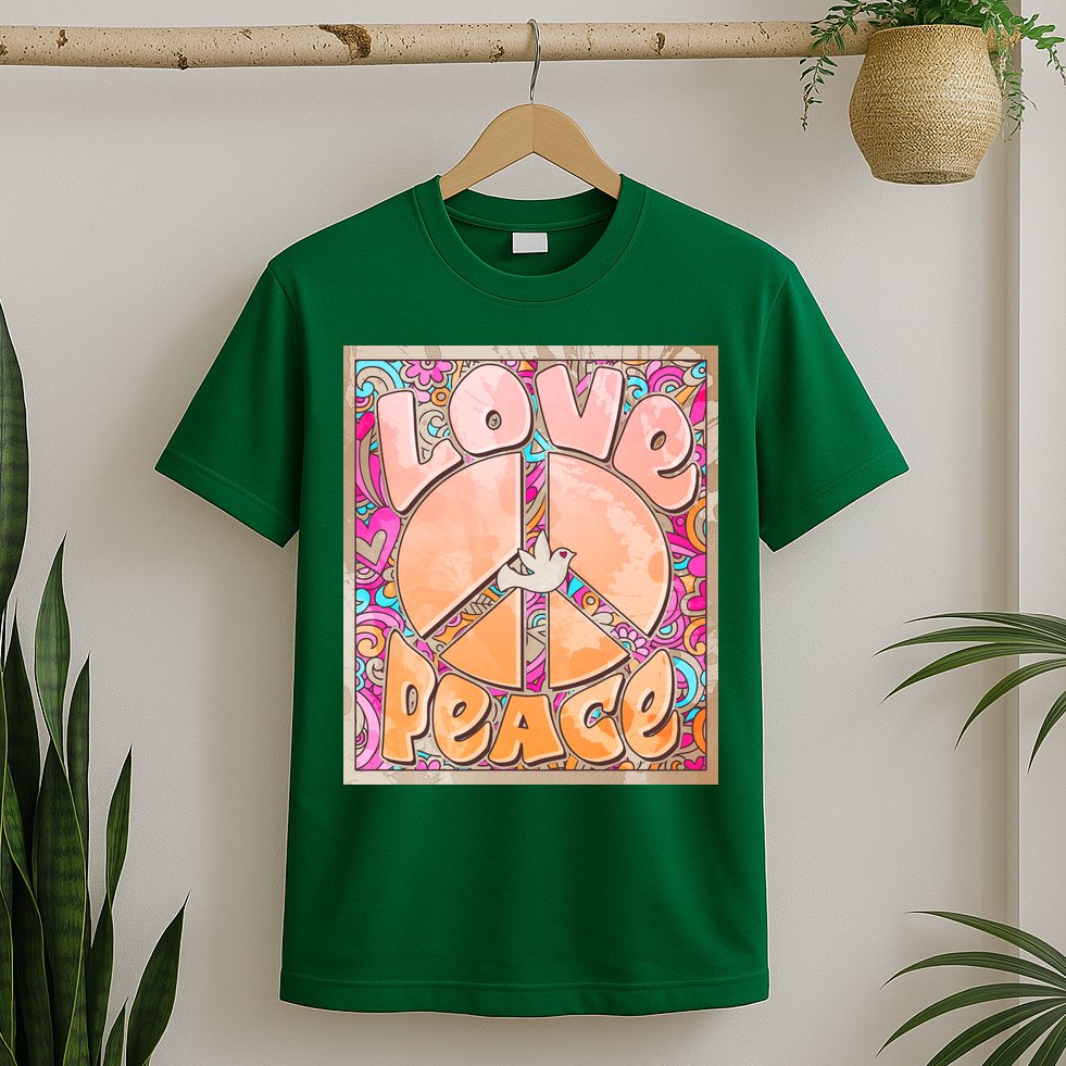 Retro Vintage 1960s Sixties Love And Peace Poster T-Shirt