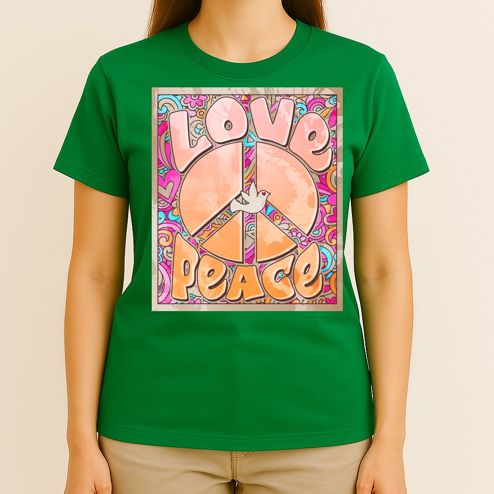 Retro Vintage 1960s Sixties Love And Peace Poster T-Shirt