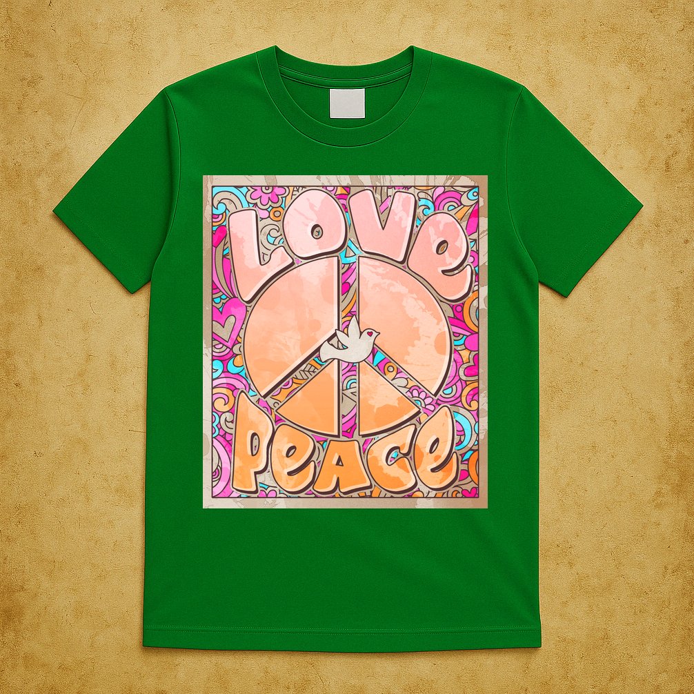 Retro Vintage 1960s Sixties Love And Peace Poster T-Shirt