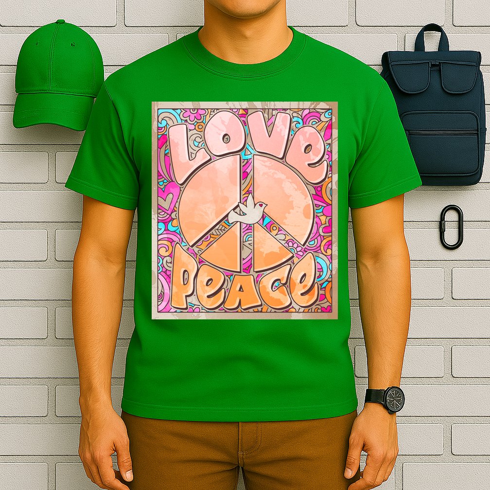 Retro Vintage 1960s Sixties Love And Peace Poster T-Shirt