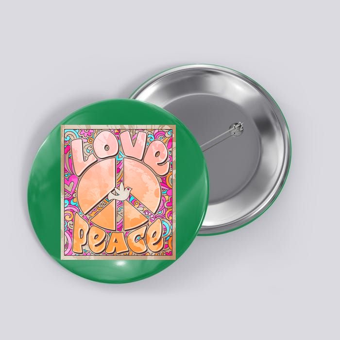 Retro Vintage 1960s Sixties Love And Peace Poster Button