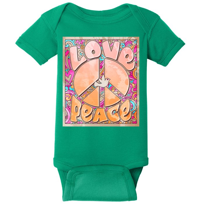 Retro Vintage 1960s Sixties Love And Peace Poster Baby Bodysuit