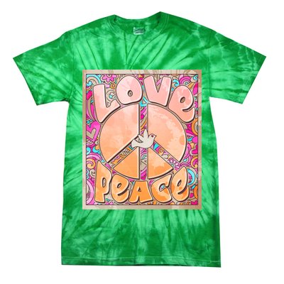 Retro Vintage 1960s Sixties Love And Peace Poster Tie-Dye T-Shirt