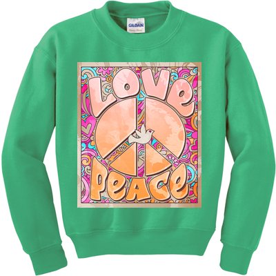 Retro Vintage 1960s Sixties Love And Peace Poster Kids Sweatshirt