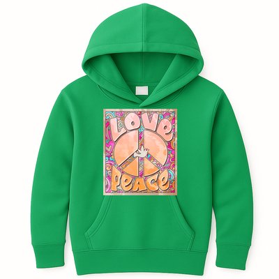 Retro Vintage 1960s Sixties Love And Peace Poster Kids Hoodie