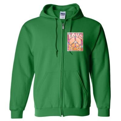 Retro Vintage 1960s Sixties Love And Peace Poster Full Zip Hoodie