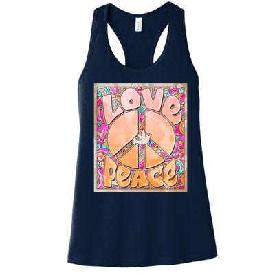 Retro Vintage 1960s Sixties Love And Peace Poster Women's Racerback Tank