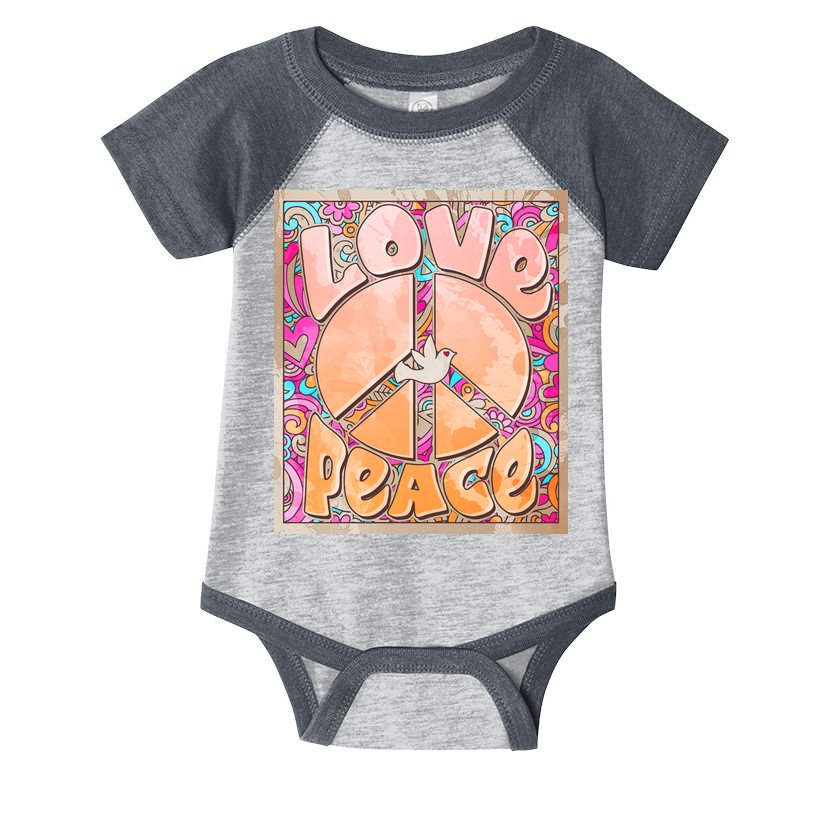Retro Vintage 1960s Sixties Love And Peace Poster Infant Baby Jersey Bodysuit