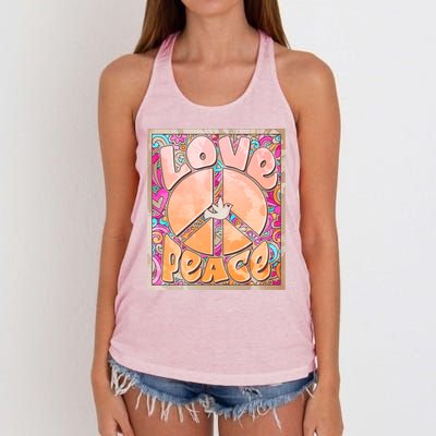 Retro Vintage 1960s Sixties Love And Peace Poster Women's Knotted Racerback Tank