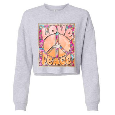 Retro Vintage 1960s Sixties Love And Peace Poster Cropped Pullover Crew