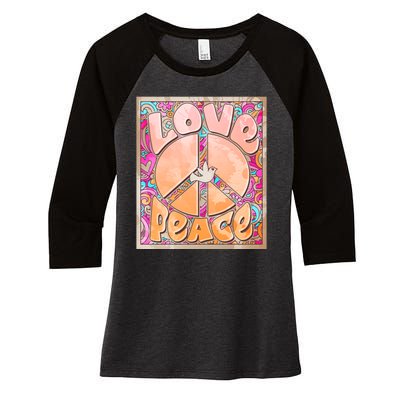 Retro Vintage 1960s Sixties Love And Peace Poster Women's Tri-Blend 3/4-Sleeve Raglan Shirt