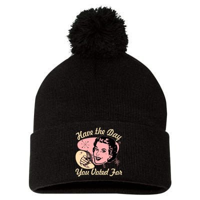 Retro Vintage 1950s Have The Day You Voted For Pom Pom 12in Knit Beanie