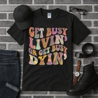 Retro Vintage 1960s Hippie Get Busy Livin Or Get Busy Dyin Tall T-Shirt