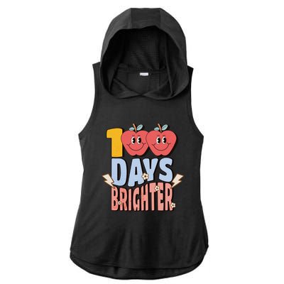 Retro Vintage 100 Day Brighter 100th Day Of School Teacher Gift Ladies PosiCharge Tri-Blend Wicking Draft Hoodie Tank