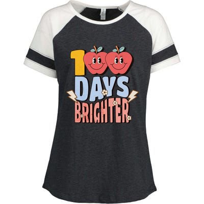 Retro Vintage 100 Day Brighter 100th Day Of School Teacher Gift Enza Ladies Jersey Colorblock Tee