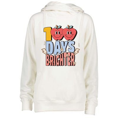 Retro Vintage 100 Day Brighter 100th Day Of School Teacher Gift Womens Funnel Neck Pullover Hood