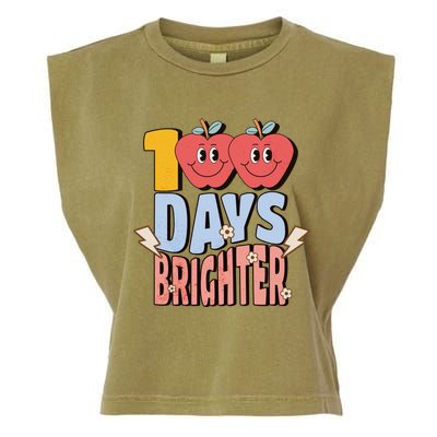 Retro Vintage 100 Day Brighter 100th Day Of School Teacher Gift Garment-Dyed Women's Muscle Tee