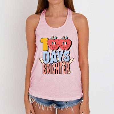 Retro Vintage 100 Day Brighter 100th Day Of School Teacher Gift Women's Knotted Racerback Tank