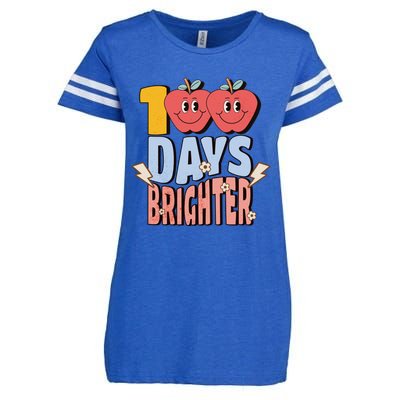 Retro Vintage 100 Day Brighter 100th Day Of School Teacher Gift Enza Ladies Jersey Football T-Shirt