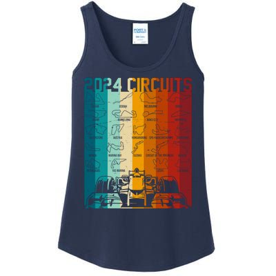 Retro Vintage 2024 Circuits Formula One Race Car Tracks Ladies Essential Tank