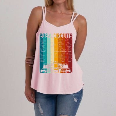 Retro Vintage 2024 Circuits Formula One Race Car Tracks Women's Strappy Tank