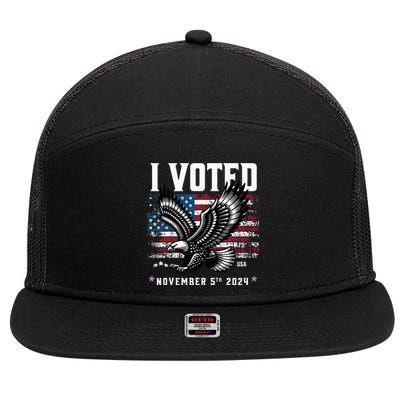 Retro Vote 2024 Vintage Style I Voted Patriotic Souvenir 7 Panel Mesh Trucker Snapback Hat