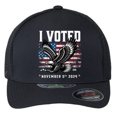 Retro Vote 2024 Vintage Style I Voted Patriotic Souvenir Flexfit Unipanel Trucker Cap