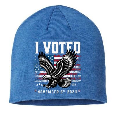 Retro Vote 2024 Vintage Style I Voted Patriotic Souvenir Sustainable Beanie