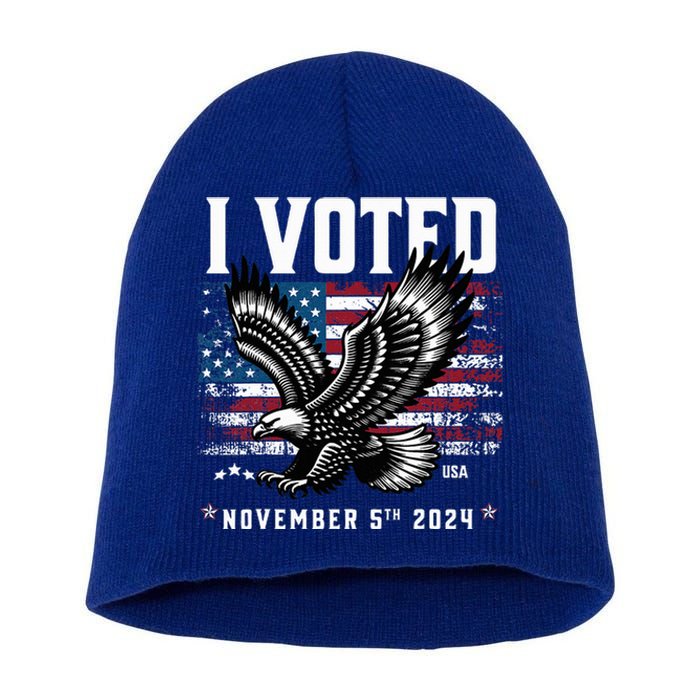 Retro Vote 2024 Vintage Style I Voted Patriotic Souvenir Short Acrylic Beanie