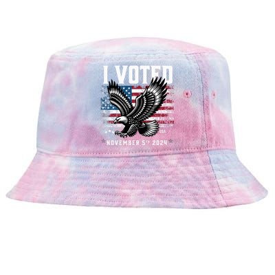 Retro Vote 2024 Vintage Style I Voted Patriotic Souvenir Tie-Dyed Bucket Hat