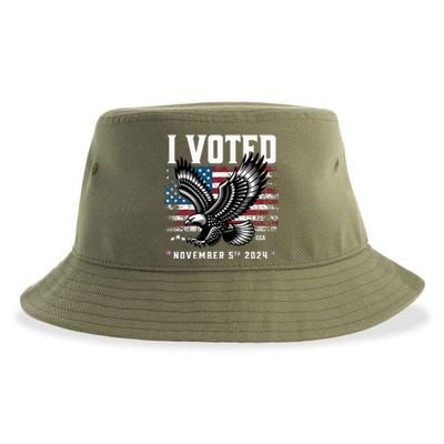 Retro Vote 2024 Vintage Style I Voted Patriotic Souvenir Sustainable Bucket Hat