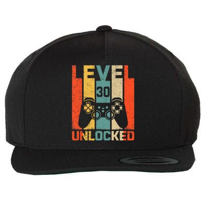 Retro Vintage 30th Birthday Gamer Level 30 Unlocked Wool Snapback Cap