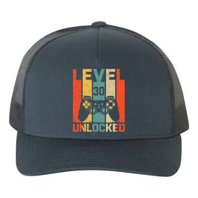 Retro Vintage 30th Birthday Gamer Level 30 Unlocked Yupoong Adult 5-Panel Trucker Hat