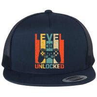 Retro Vintage 30th Birthday Gamer Level 30 Unlocked Flat Bill Trucker Hat