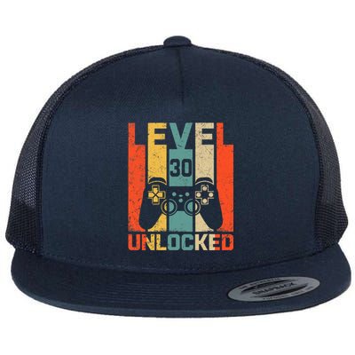 Retro Vintage 30th Birthday Gamer Level 30 Unlocked Flat Bill Trucker Hat