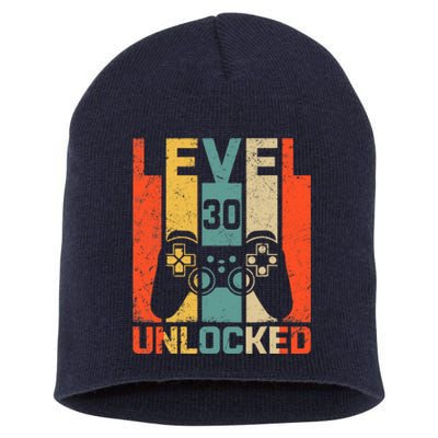 Retro Vintage 30th Birthday Gamer Level 30 Unlocked Short Acrylic Beanie