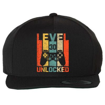 Retro Vintage 30th Birthday Gamer Level 30 Unlocked Wool Snapback Cap