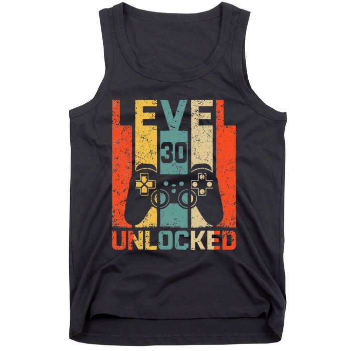 Retro Vintage 30th Birthday Gamer Level 30 Unlocked Tank Top