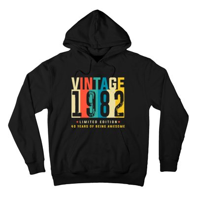 Retro Vintage 40th Birthday Legendary Since 1982 Hoodie