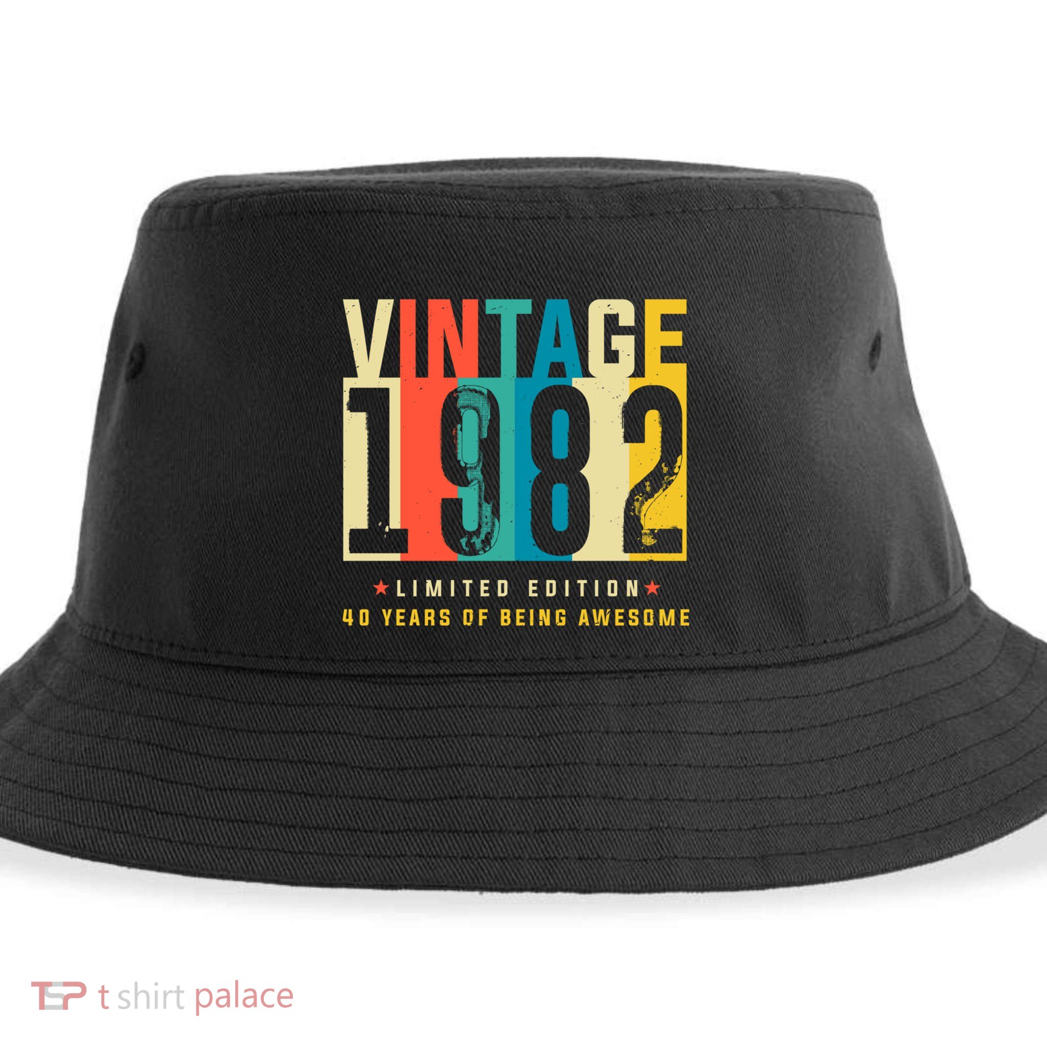Retro Vintage 40th Birthday Legendary Since 1982 Sustainable Bucket Hat