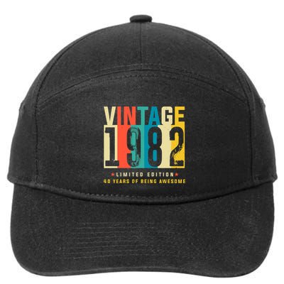 Retro Vintage 40th Birthday Legendary Since 1982 7-Panel Snapback Hat