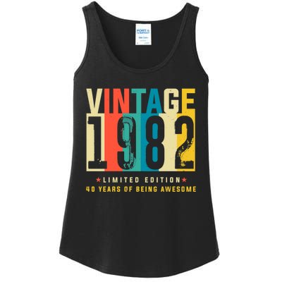 Retro Vintage 40th Birthday Legendary Since 1982 Ladies Essential Tank