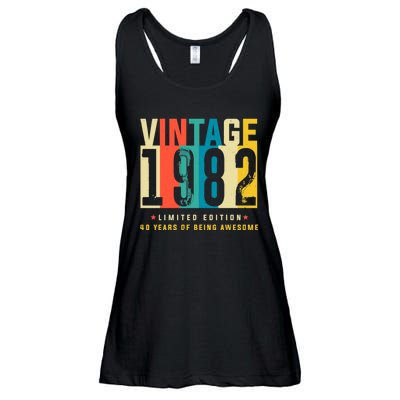 Retro Vintage 40th Birthday Legendary Since 1982 Ladies Essential Flowy Tank