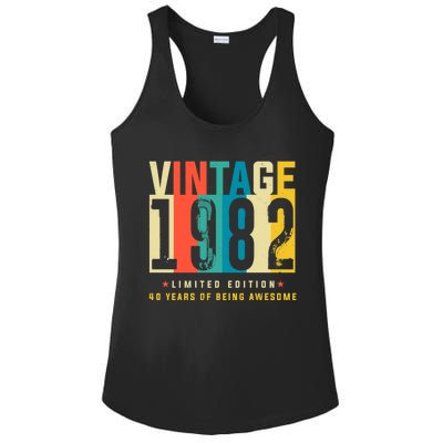 Retro Vintage 40th Birthday Legendary Since 1982 Ladies PosiCharge Competitor Racerback Tank