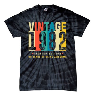 Retro Vintage 40th Birthday Legendary Since 1982 Tie-Dye T-Shirt