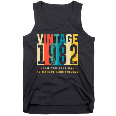 Retro Vintage 40th Birthday Legendary Since 1982 Tank Top