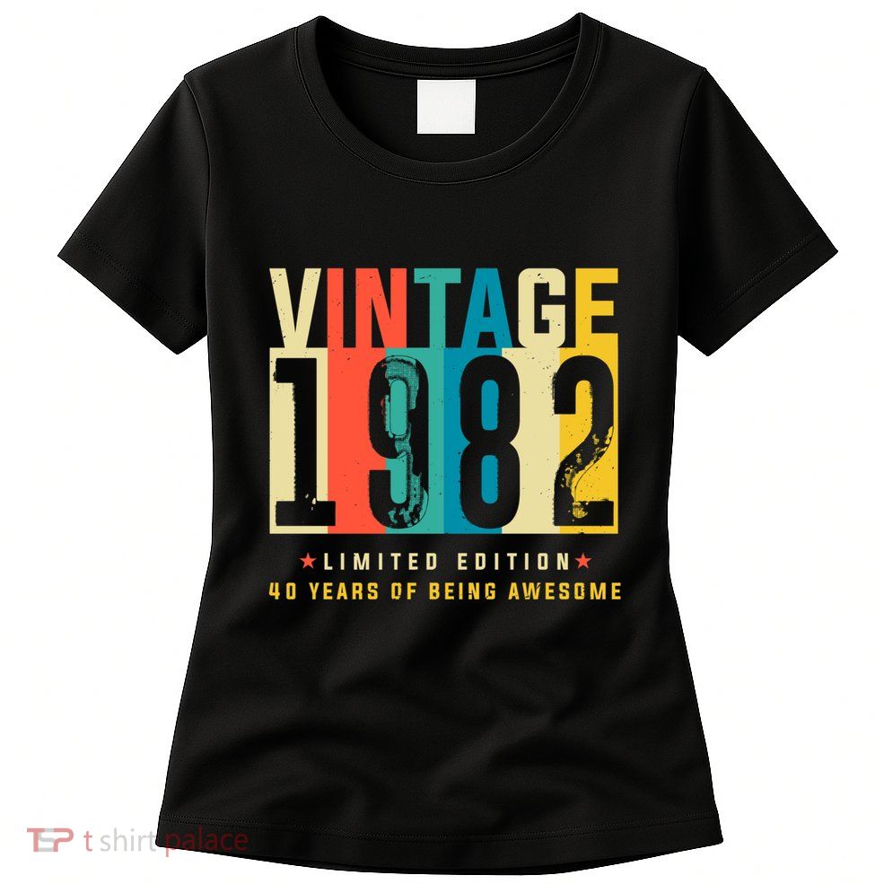Retro Vintage 40th Birthday Legendary Since 1982 Womens T-Shirt